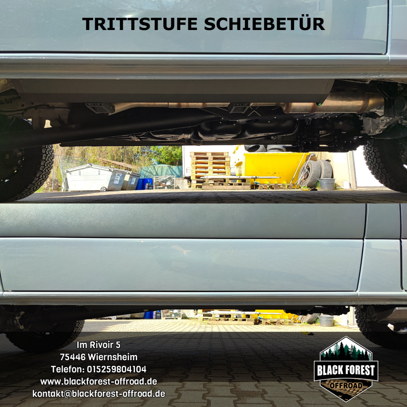 Mercedes Benz Sprinter W907 4x4 Trittstufe Schiebetür eingefahren von Alpha Dynamik bei Black Forest Offroad GmbH