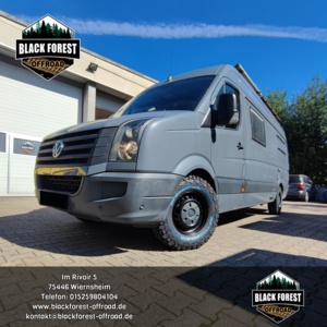 VW Crafter 2E mit 24575R16 BF Goodrich auf schwarze Stahlfelge inkl. Montage, Tachoanpassung und TÜV- Einzelabnahme bei Black forest - Offroad GmbH