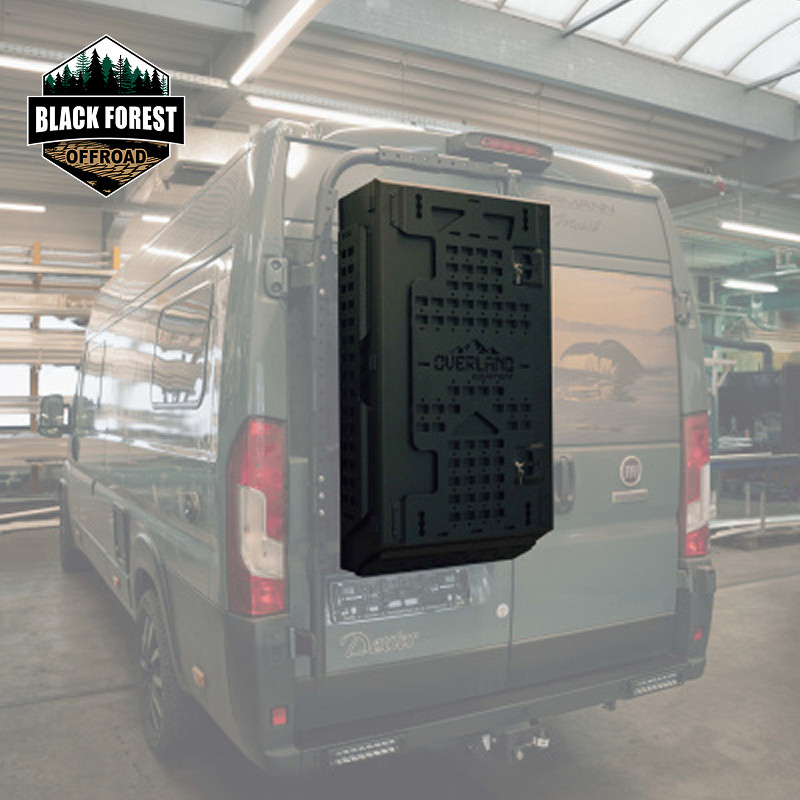 Heckbox 1100 mit Auszugsystem für Rohrrahmenträger OVE MB Sprinter, VW Crafter, MAN TGE